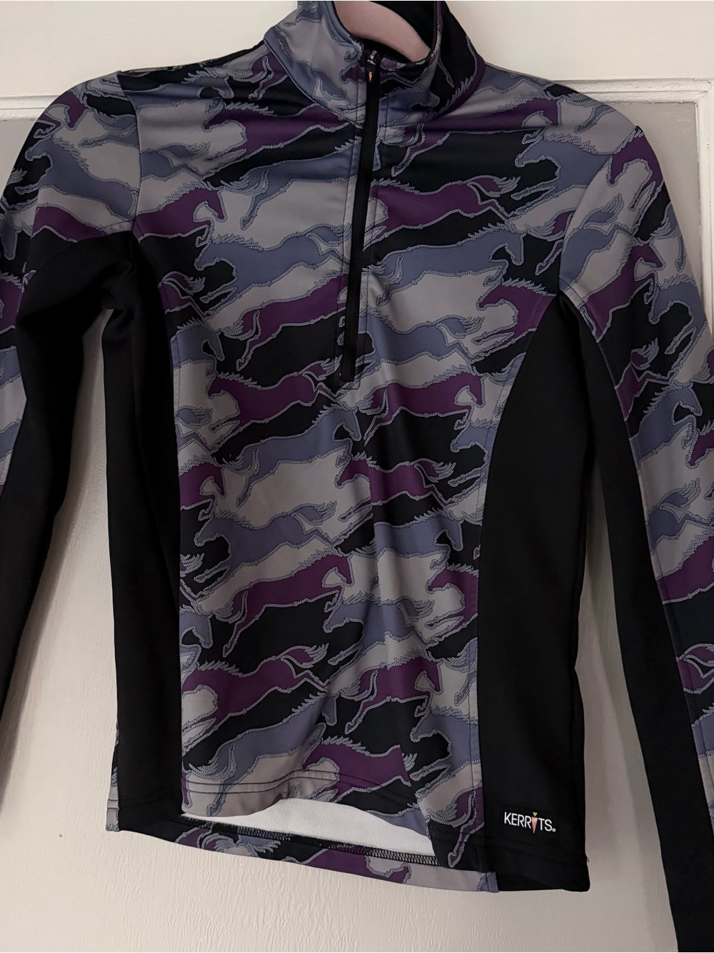 Kerrits Shirt Multicolor Horse Print Fleece lined 1/4 Zip girls